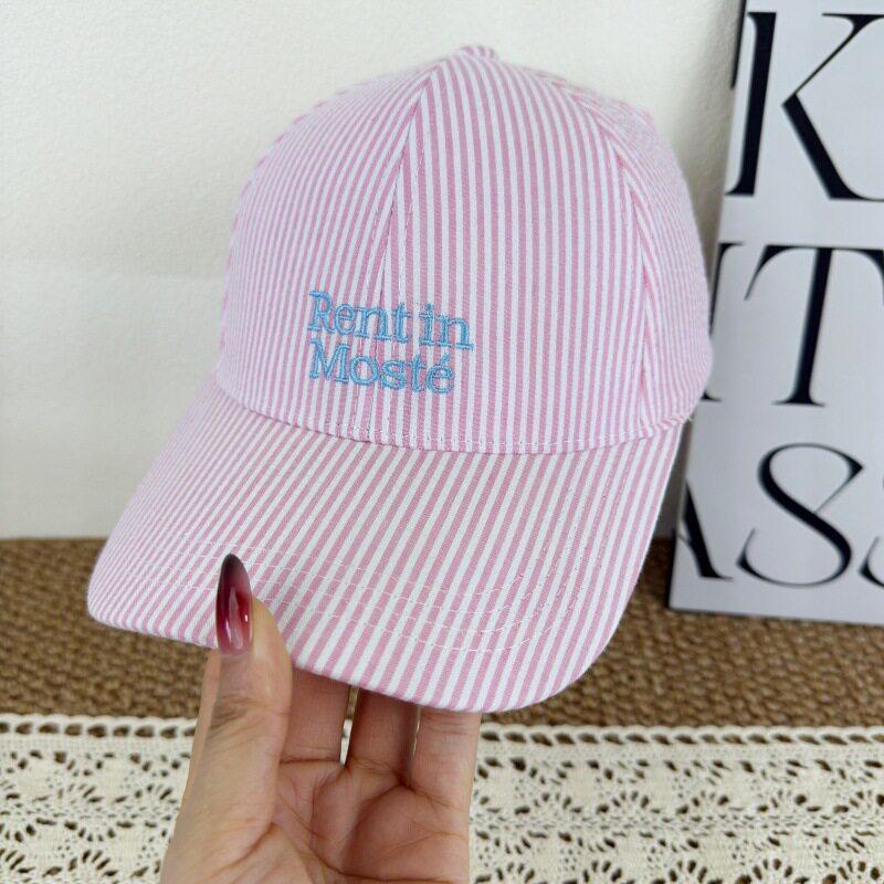 New quick-drying empty top light and breathable baseball cap women's fashion versatile striped embroidered letter sunshade cap