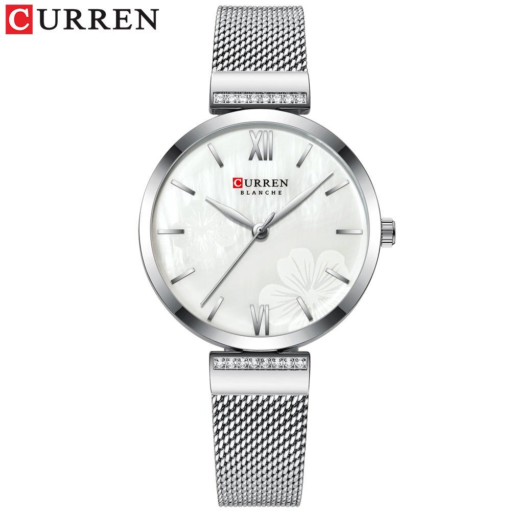 Curren 9067 Ladies  Waterproof Quartz Fashion Watch with Mesh Strap белый
