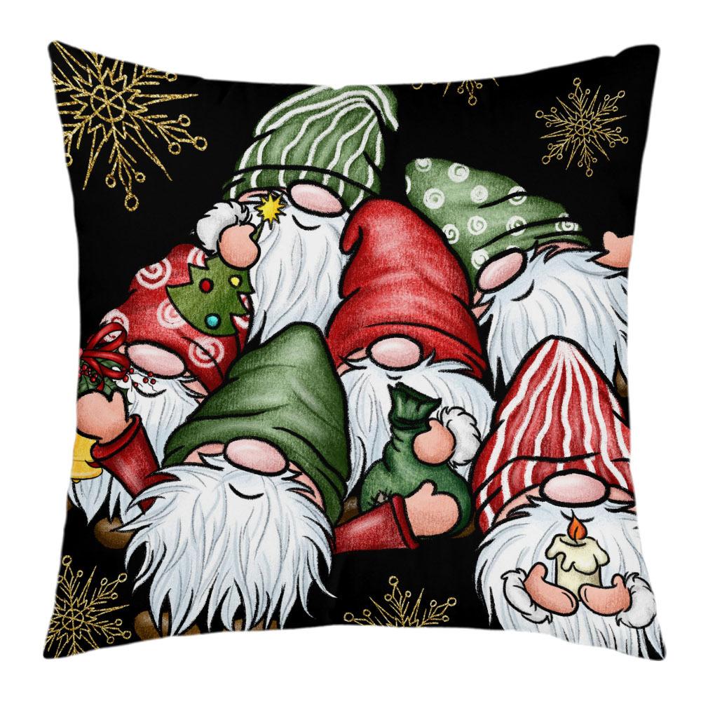New Christmas Short Plush Pillow Cover Peach Skin Digital Printing Cushion Cover Christmas Snowman Pattern