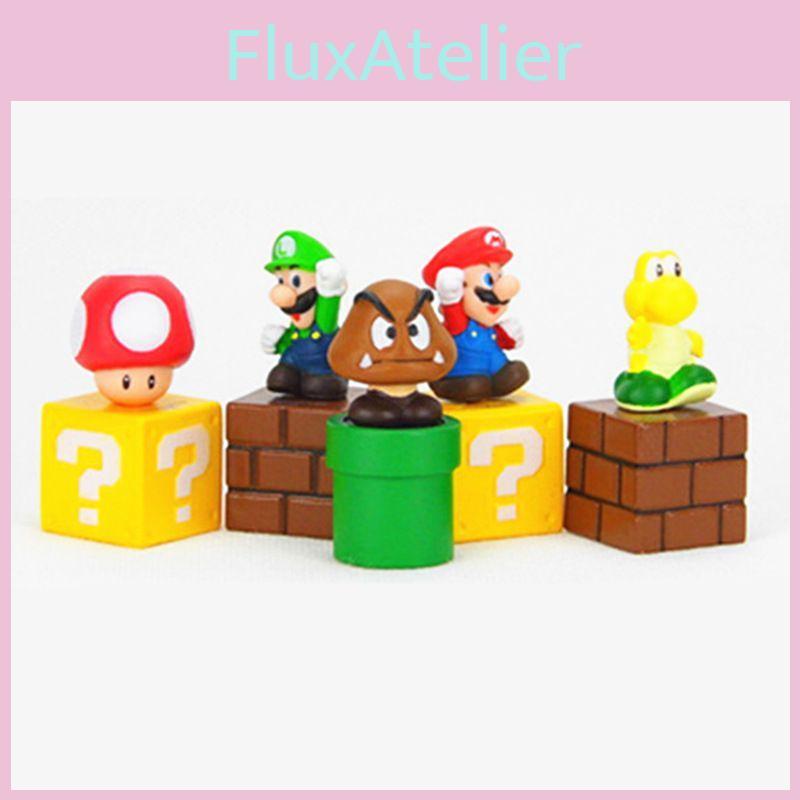 Super Mario 5pcs Bros Pvc Action Figures Decoration Game Mushroom Toys Kid Gifts