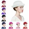 Modieuze Effen Kleur Dames Bowlerhoed Vintage Elegante Meisjes Wol Vilt Hoed Lichtgewicht Ronde Kroon Derby Hoed Formele Gelegenheden