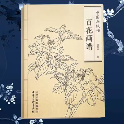 94 Pages Peinture Chinoise Cent Fleurs Dessin au Trait Collection Livres d'Art Livre de Coloriage pour Adultes Livre de Relaxation et Anti-Stress