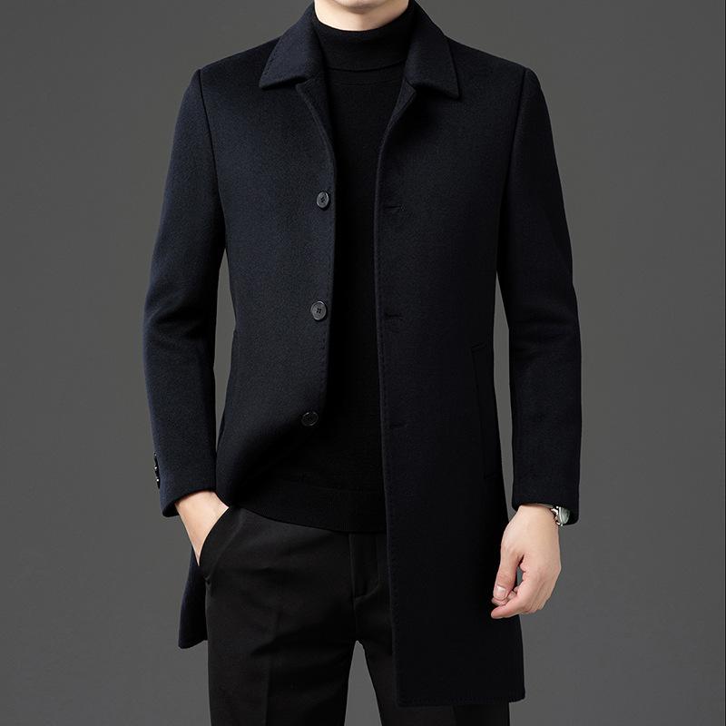 

Зимние шерстяные пальто с длинными и средними лацканами для мужчин среднего и пожилого возраста, новые деловые повседневные мужские куртки для отцов 4XL
