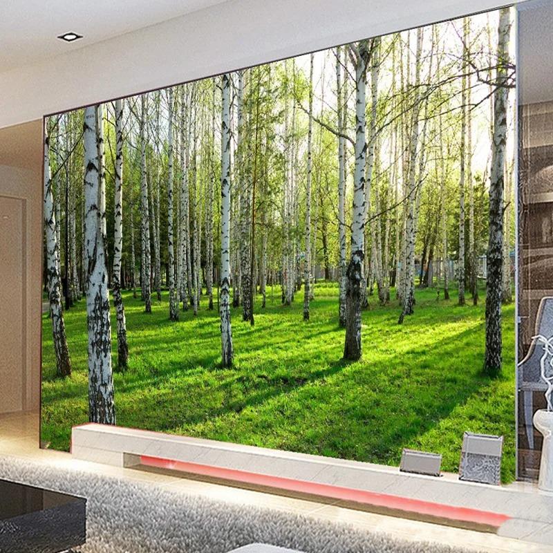 Birch Forest Mural Natural Landscape Photo Wallpaper Restaurant Living Room Bedroom Interior Decor Wall Papers