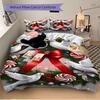 3pcs Christmas Holiday Wreath with Doves and Candy Canes, Festive Decoration Set Including One Quilt Cover and Two Pillowcases (No Core)