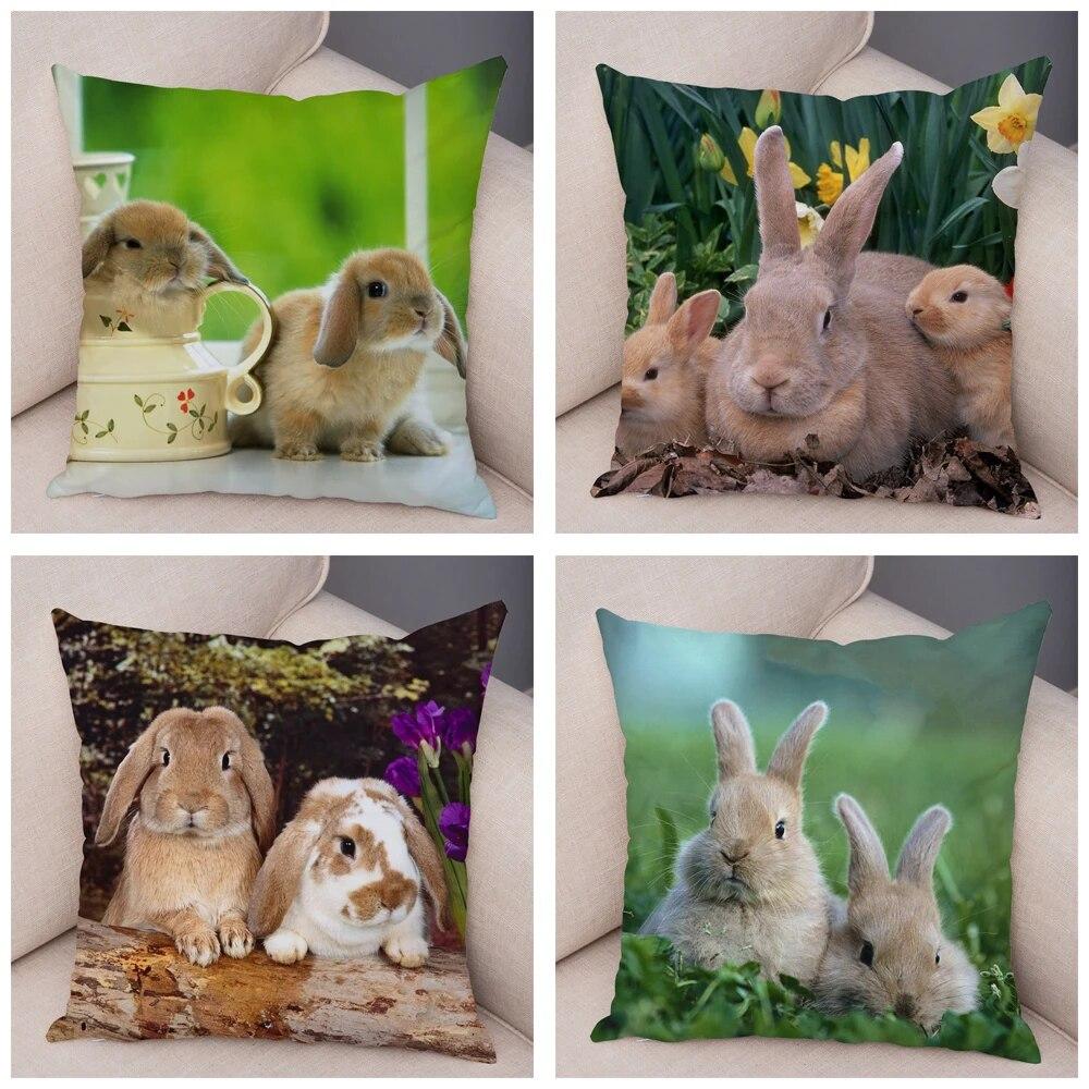 Sofa Car Home Decor Cute Rabbit Cushion Cover Bedroom Living Room Pillowcase Pet Animal Pillowcase