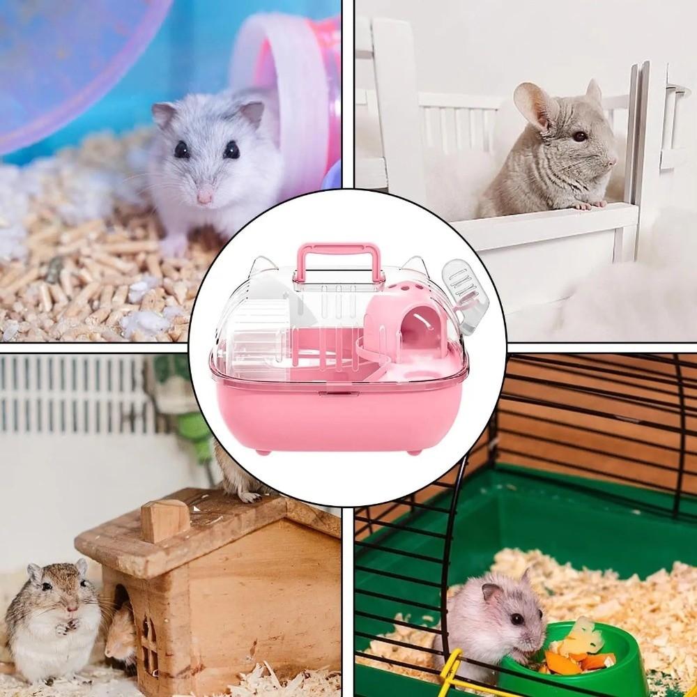 Transparent Cover Hamster Carrier Box Large Space Hamster Habitat Travel Hamster Cage  Car Outing