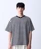 ADERNM Summer Daily Big Stripe Crop V-Neck T-Shirt White