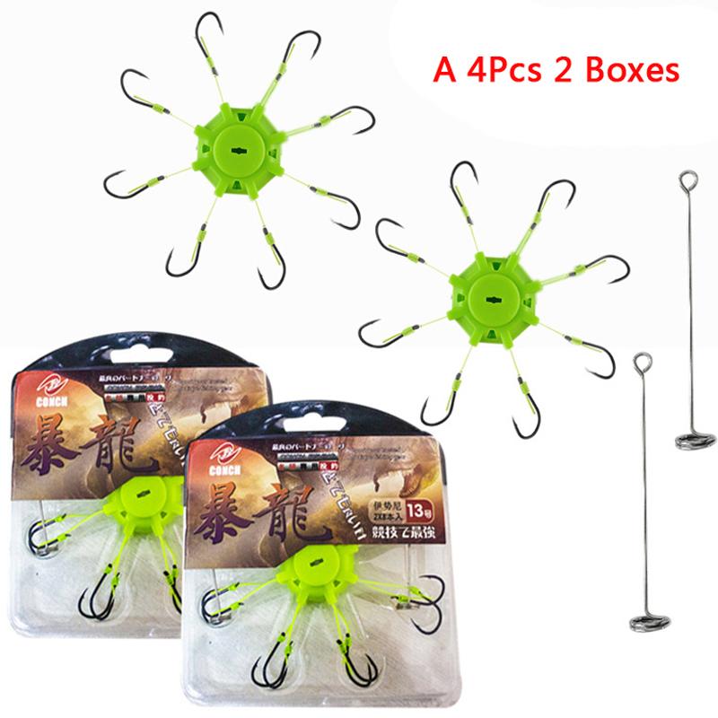 

4pcs 2 Boxes Explosion Fishing Hooks Flap Carp String Hook Anti-Winding Spider Hooks Set High Carbon Steel Fishhooks for Stream 260319 10 белый