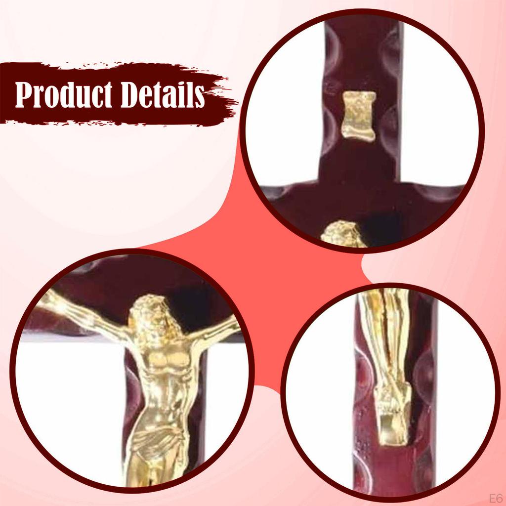 Wall Crucifix Cross Wood Jesus Sculpture Christian Figurine Pendant Religious Statue Home Decor