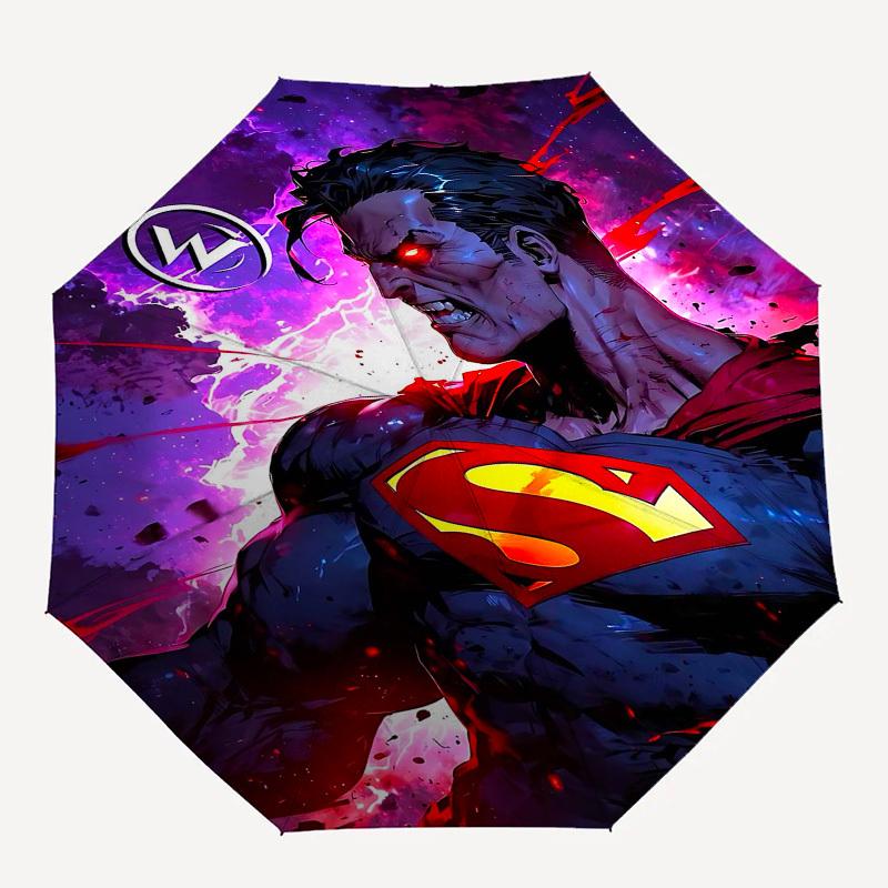 1pc Superman Automatic Folding Umbrella - Compact 8-Rib Design, Durable Plastic & Iron1285L
