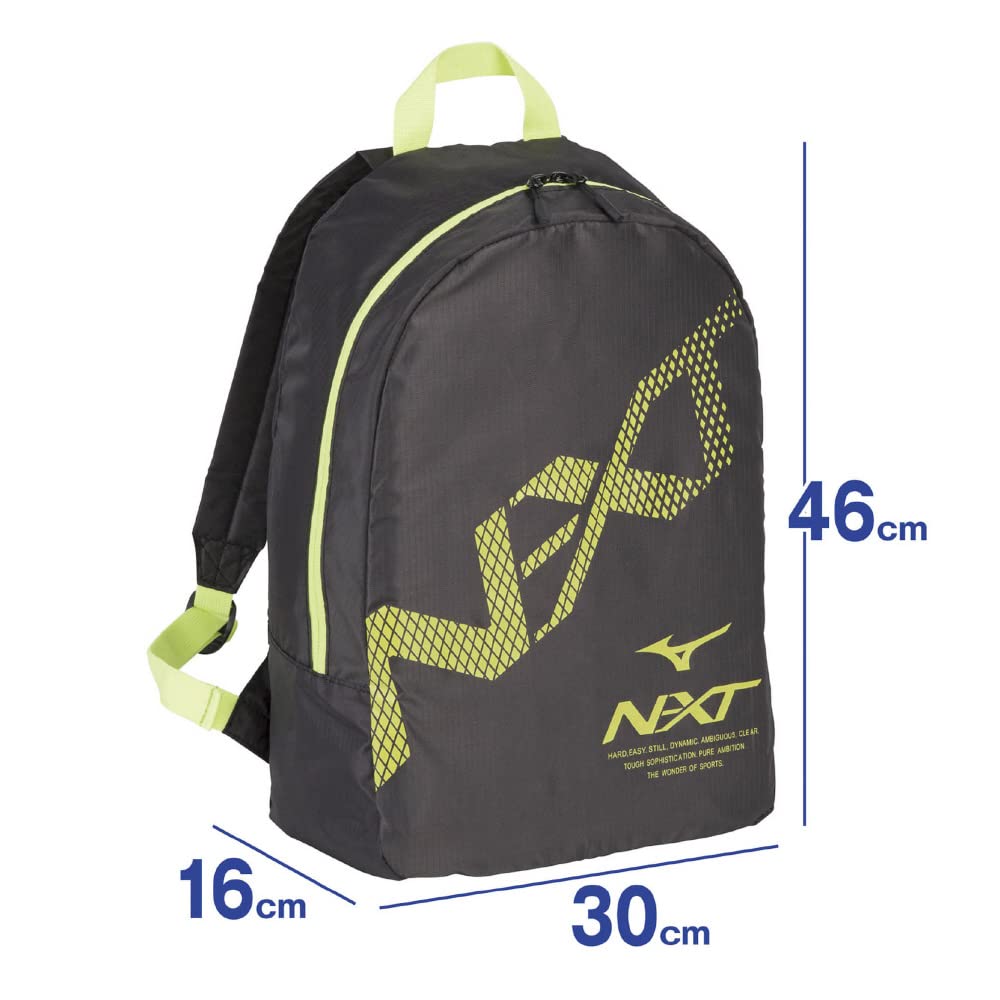 Mizuno Rucksack Verstaubarer Rucksack Rucksack Leichtgewicht Vereinsaktivitäten Kompakt Faltbar Reise 33JM2043 Schwarz x Lime