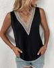 Women V Neck Lace Trim Short Sleeve Blouse Loose Solid Color Casual Summer Shirt Top G152#