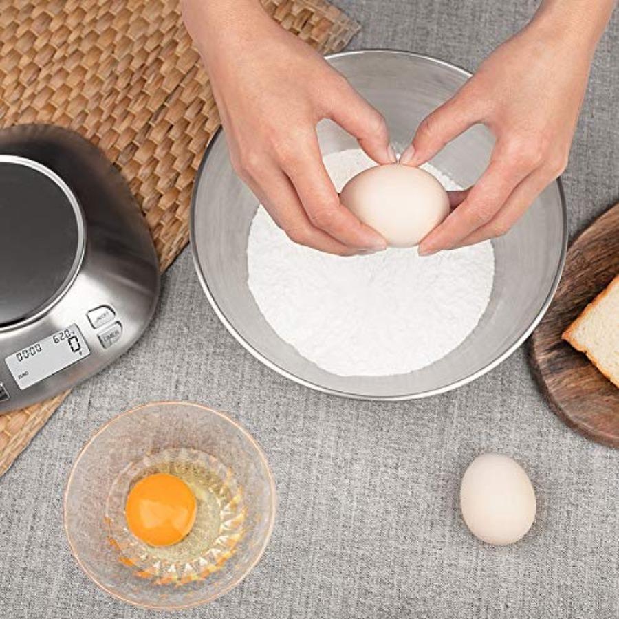 Digital Kitchen Scale with Removable Bowl 2.5L Volume Electronic Stainless Steel Food Scale for Cooking Baking Room Temperature
