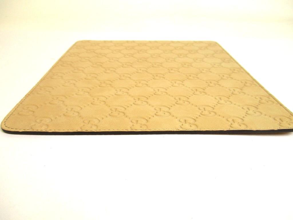Authentisches GUCCI Guccissima Beige Leder Mauspad #a767 Überholt