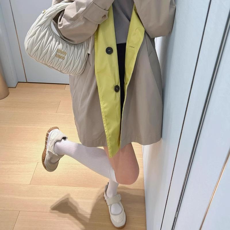 Soft Leather Version~ Miu Home Leather Inner Height Increase Mary Jane Single Shoes Women's 2025 New Velcro Casual Ballet Shoes