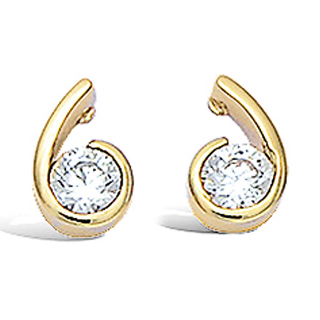 Les Trésors De Lily [L1267] - Boucles Plaqué Or 'Câlin' Blanc doré - 5x9 mm