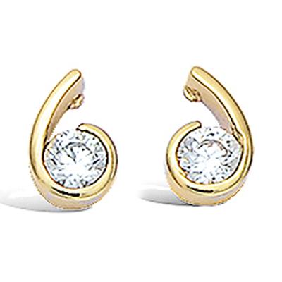 [L1267] - Gold Plated 'Câlin' Earrings White Gold - 5x9 Mm