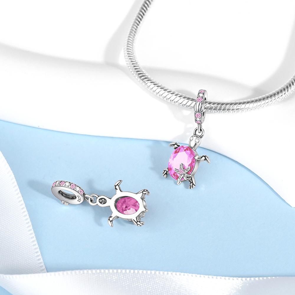 New Summer Ocean Colorful Crystal Murano Glass Sea Turtle Dangle Charm Fits Original Bracelet Copper Fine Jewelry