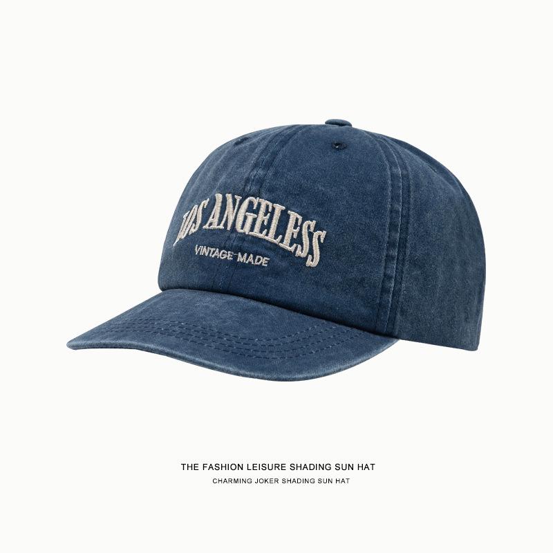 Koreańska Modna Retro Postarzana Haftowana Czapka Baseballowa Denimowa - Unisex Letni Kapelusz Przeciwsłoneczny