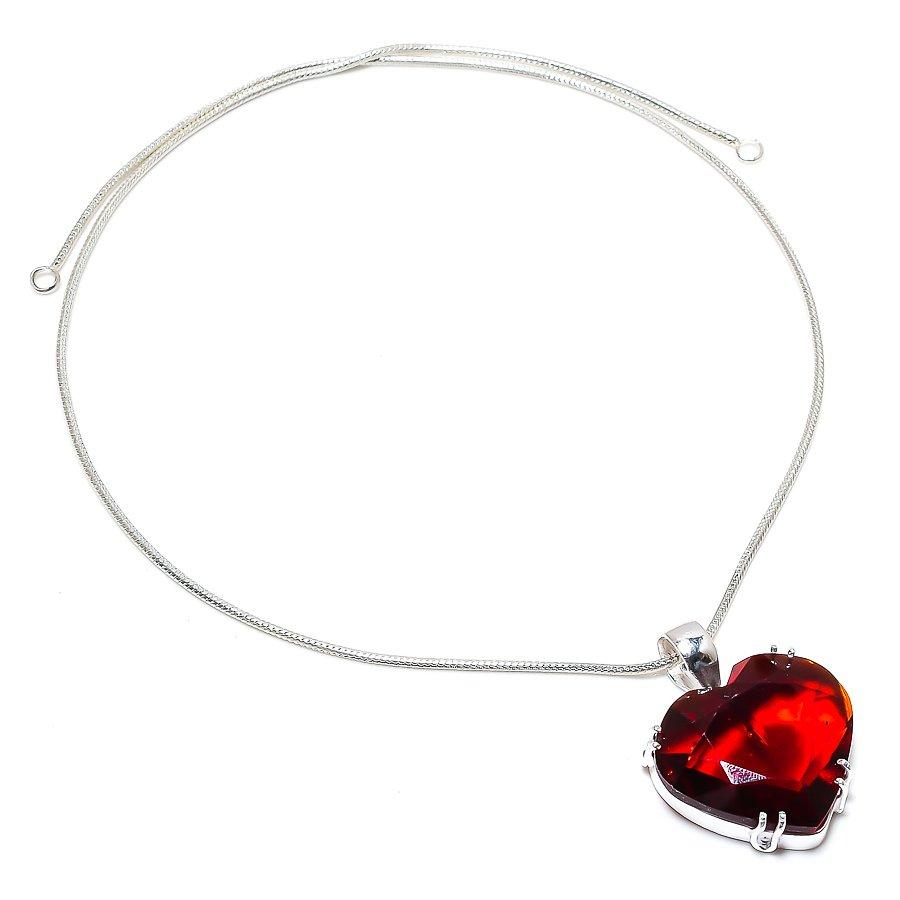 

Heart Mozambique Garnet Gemstone Handmade Ethnic Jewelry Pendant 1.38 SR-8312