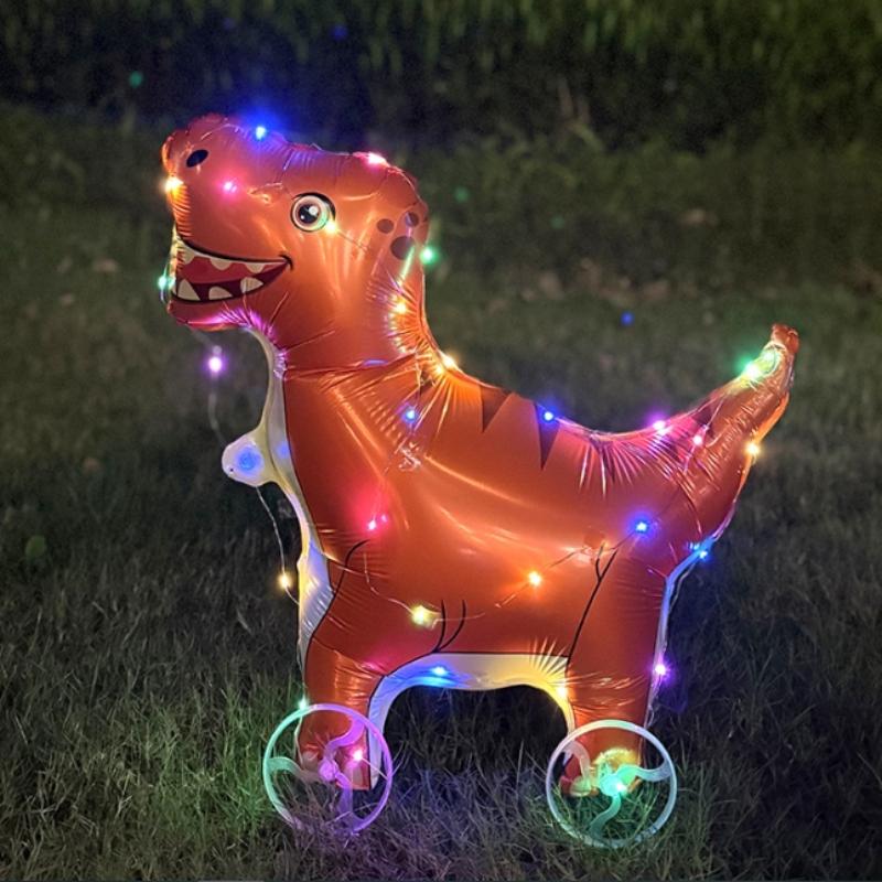 4D Cartoon Glow Foil Balloons Elephant Stand Walking Balloon With Wheel For Kids Birthday Party Decoration Baby Shower