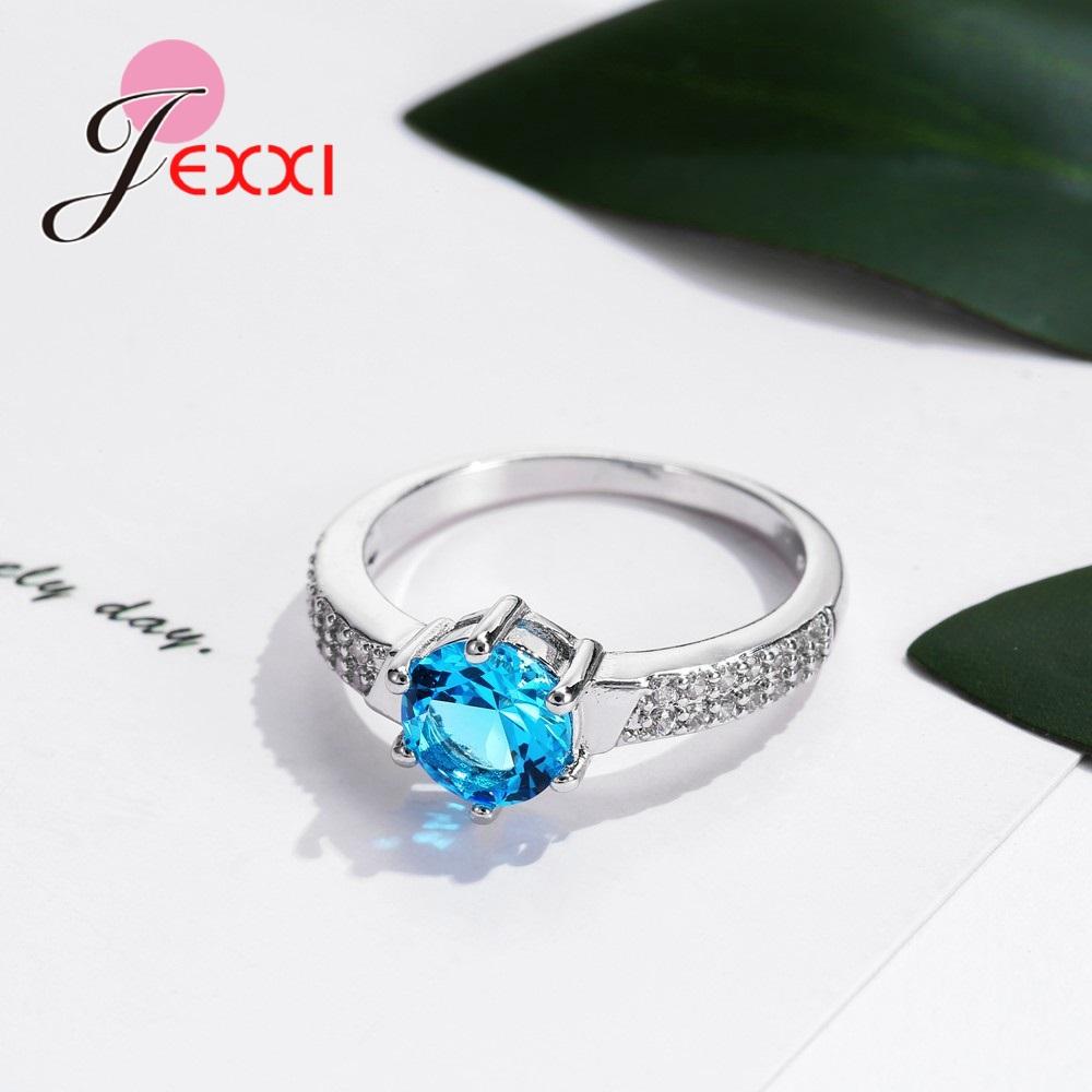 Female Purple Zircon Stone Pave White Crystal 925 Sterling Silver Bling Rings Women Wedding Engagemen Fashion Ring Bijoux