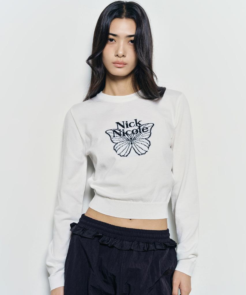 Nigaennikol Mini Butterfly Signature Sleeve Knit_Ivory Black