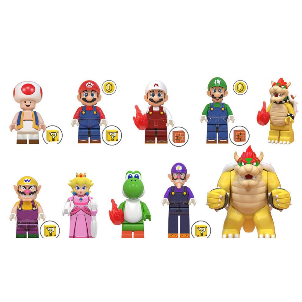 (Style G 14pcs) 14Super Mario Luigi Peach Princess Mushroom Mini Figures Building Blocks Characters Kids Best Gift