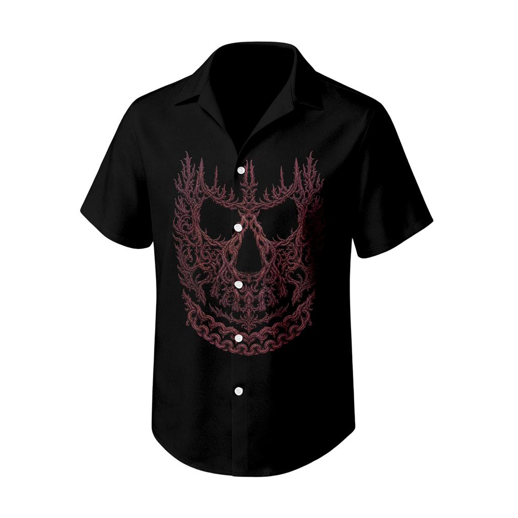 Men's Casual Short Sleeve Halloween Print Shirt