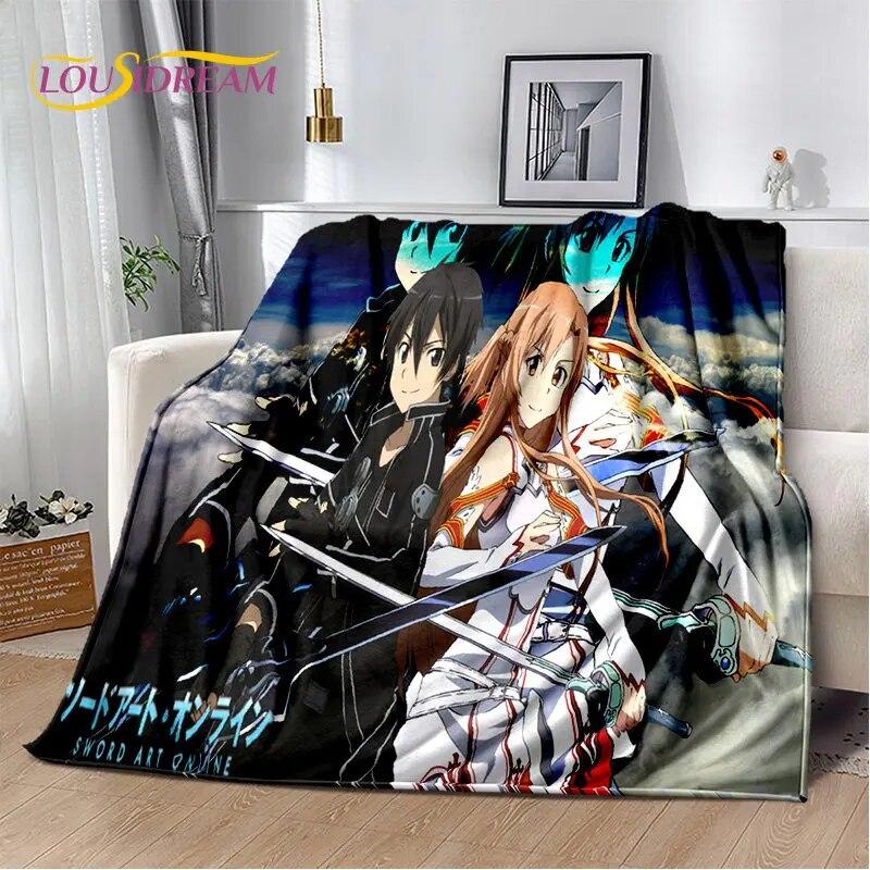 Sword Art Online SAO Anime Cartoon Soft Plush Blanket,Flannel Blanket Throw Blanket for Living Room Bedroom Bed Sofa Picnic Kids