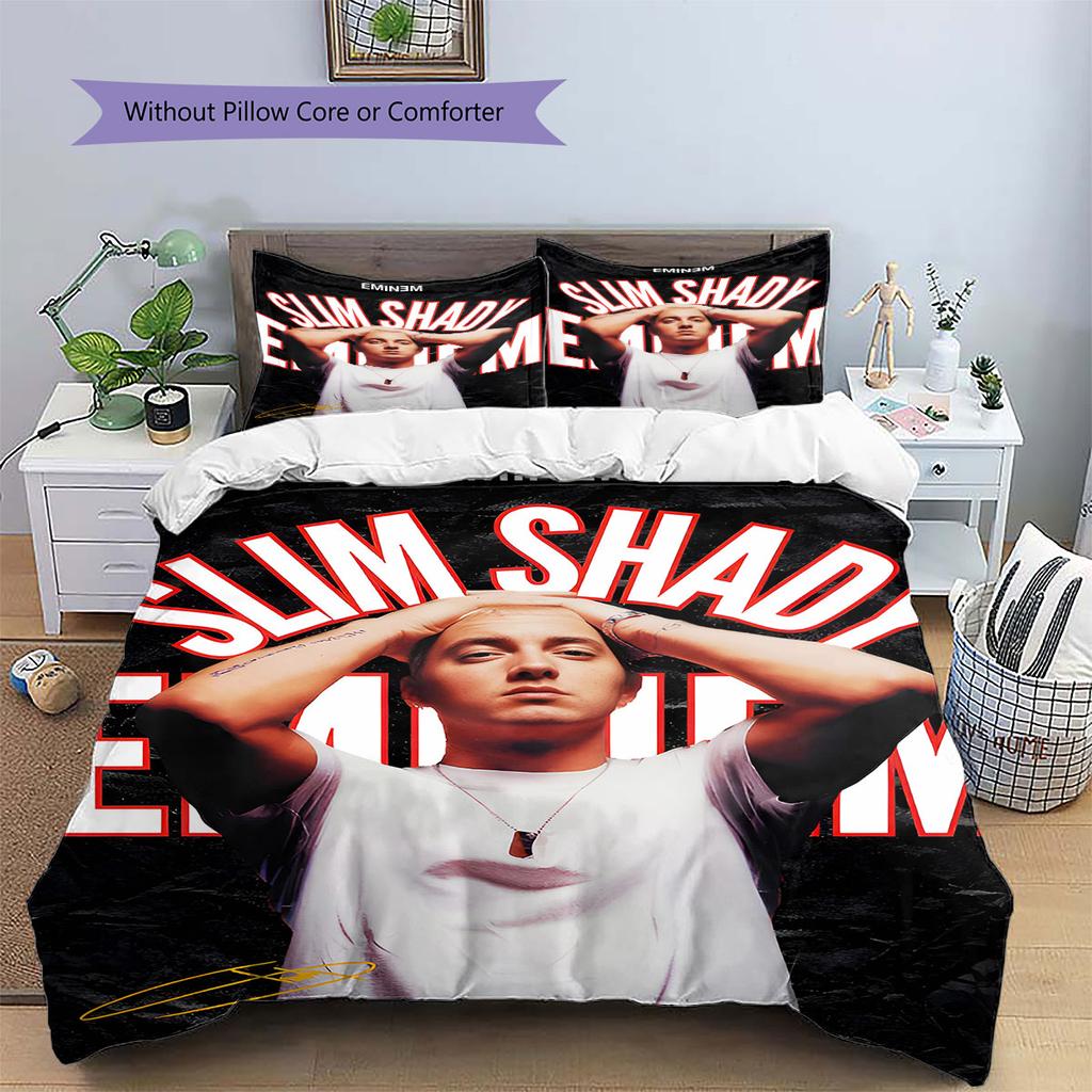 Eminem Pattern Bedding,Quilt Set Quilt Cover Pillowcase Home Birthday Gift(1 * Duvet Cover + 2 * Pillowcase, Without Core)