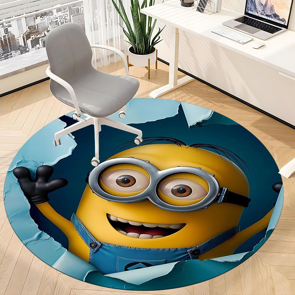 1pcMinion Office Round Area Rug, Indoor Mat Suitable For Office, Bedroom Living Room Home Decor, Room Deco,  Offic A0928110