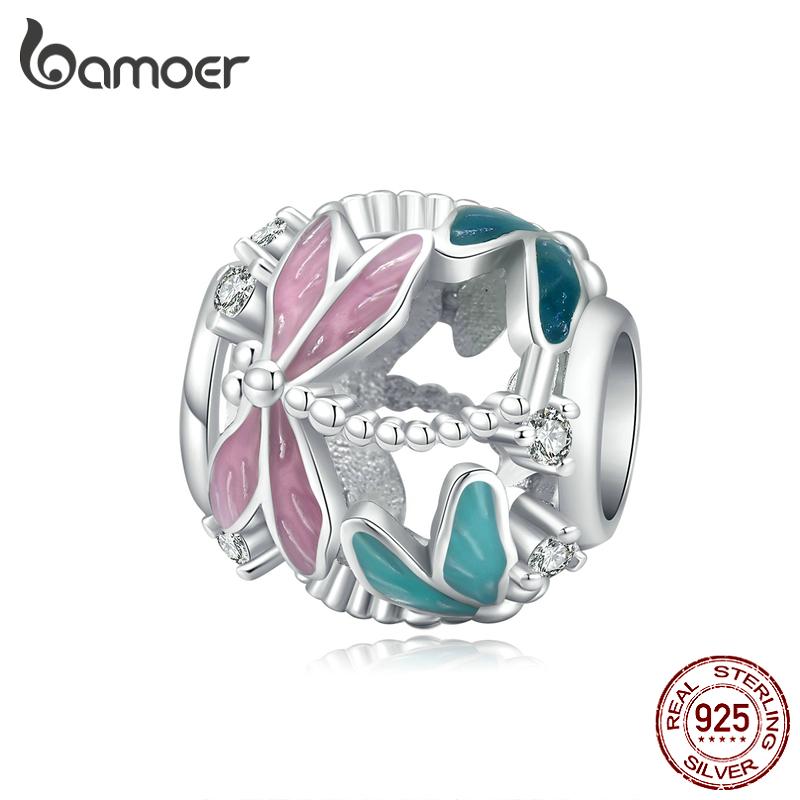 BAMOER Silver Charm Collection 925 Silver Dazzling CZ Beads Fit Bracelets & Bangles Jewelry