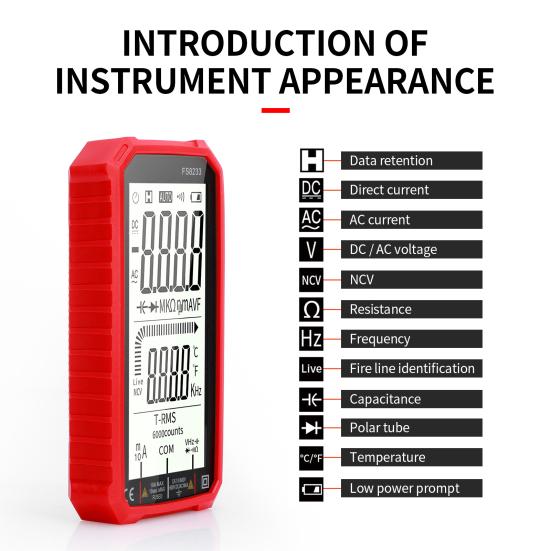 4.8-inch Digital Multimeter Large Screen Auto-Ranging Accurate Voltmeter Ohmmeter Temperature Capacitance Measuring