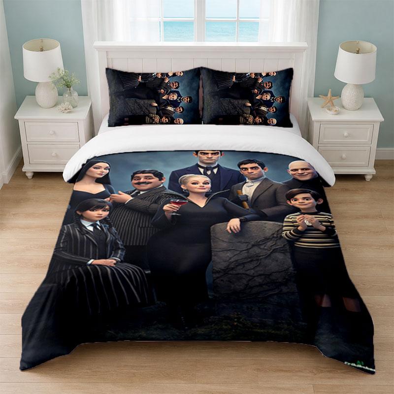 The Addams Family Bedroom 3Pcs Bedding Set Soft Bed Sheet Pillowcases Home Bedding Decoration