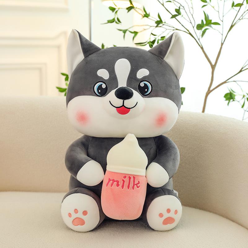 

Bottle Husky Plush Toy and Soft Erha Dog Doll Girl Heart Children s Holiday Gift 40cm чёрный