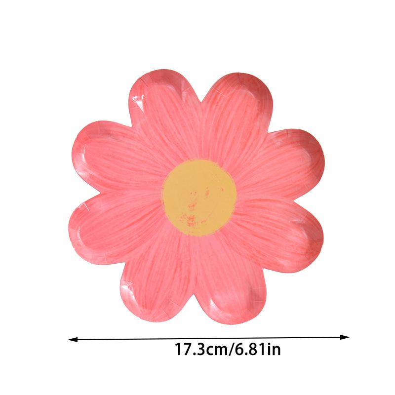Disposable Daisy Paper Plate Flower Meal Plate Picnic Cake Plates Birthday Theme Party Decoration