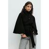 Womens Stand Collar Lace-up Jacket Loose Fit Casual Short Coat 2025