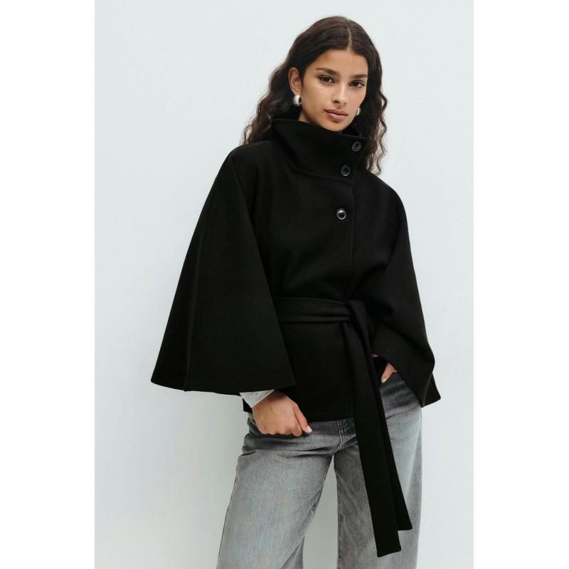 Womens Stand Collar Lace-up Jacket Loose Fit Casual Short Coat 2025