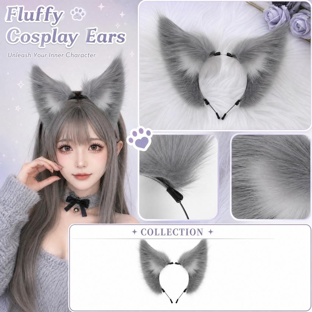Bandeau Oreilles Fausses pour Femmes, Cheveux Oreilles Mignons pour Costume Cosplay Fête