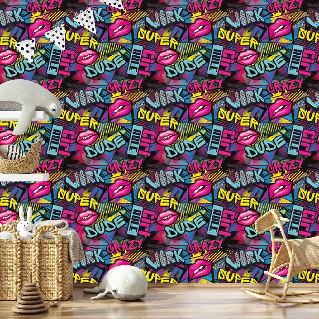 Graffiti Style Wallpaper for Living Room and Bedroom 50x1000