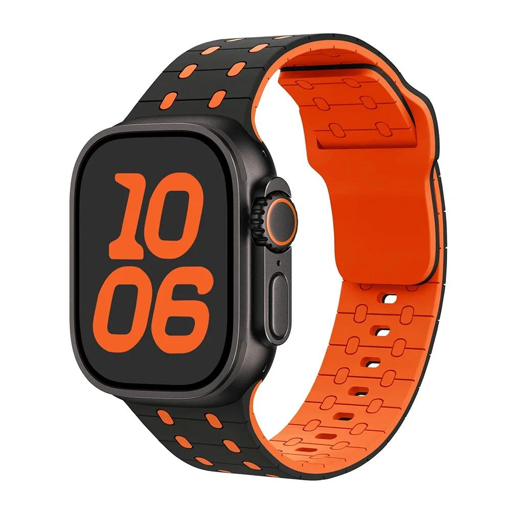 Magnetic Silicone Bracelet For Apple Watch ultra 2 Band 49mm 45mm 44mm 40mm 42mm 46mm 41mm 38mm Strap IWatch Series 10 SE 9 8 7