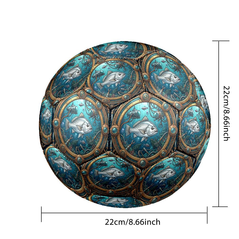 Underwater Steampunk Scene Round Football Size 5 Adult Ball Suitable for Training Matches and Outdoor Team.