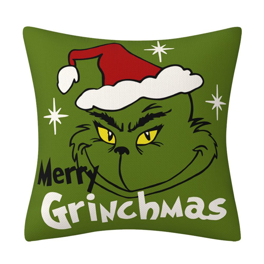 4pcs Grinch Christmas Pillow Covers for Christmas Home Decorations, 45x45cm