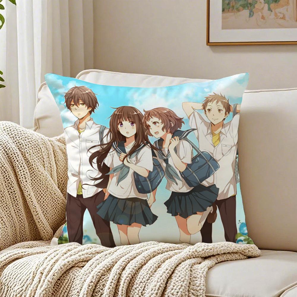 Smart Cozy Japanese Anime HHyouka Cushion Cover Pillowcase Antidustmite living Room Sofa Decor Cushion Room 30X30cm