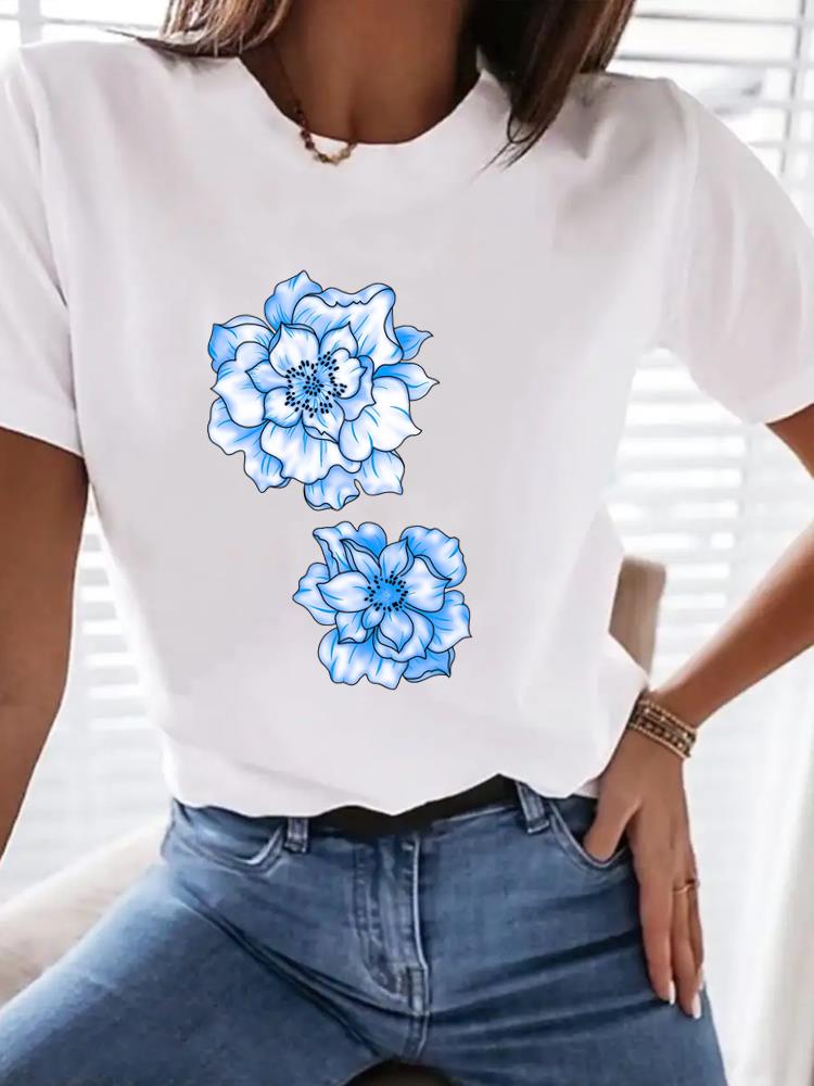 (Asian Size) Tee Top Butterfly Sweet 90s Trend Women Clothing T Shirt Woman Print Fashion  Female Short Sleeve Graphic T-shirts