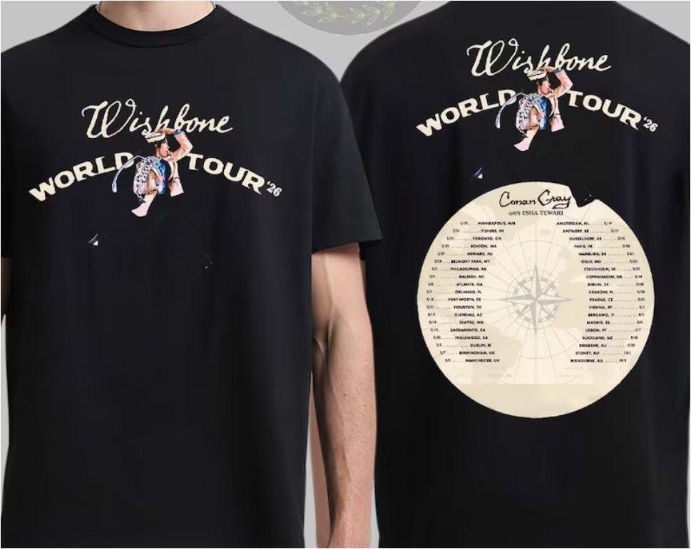 Conan Gray Wishbone World Tour 2026 Двусторонняя футболка Унисекс футболка L
