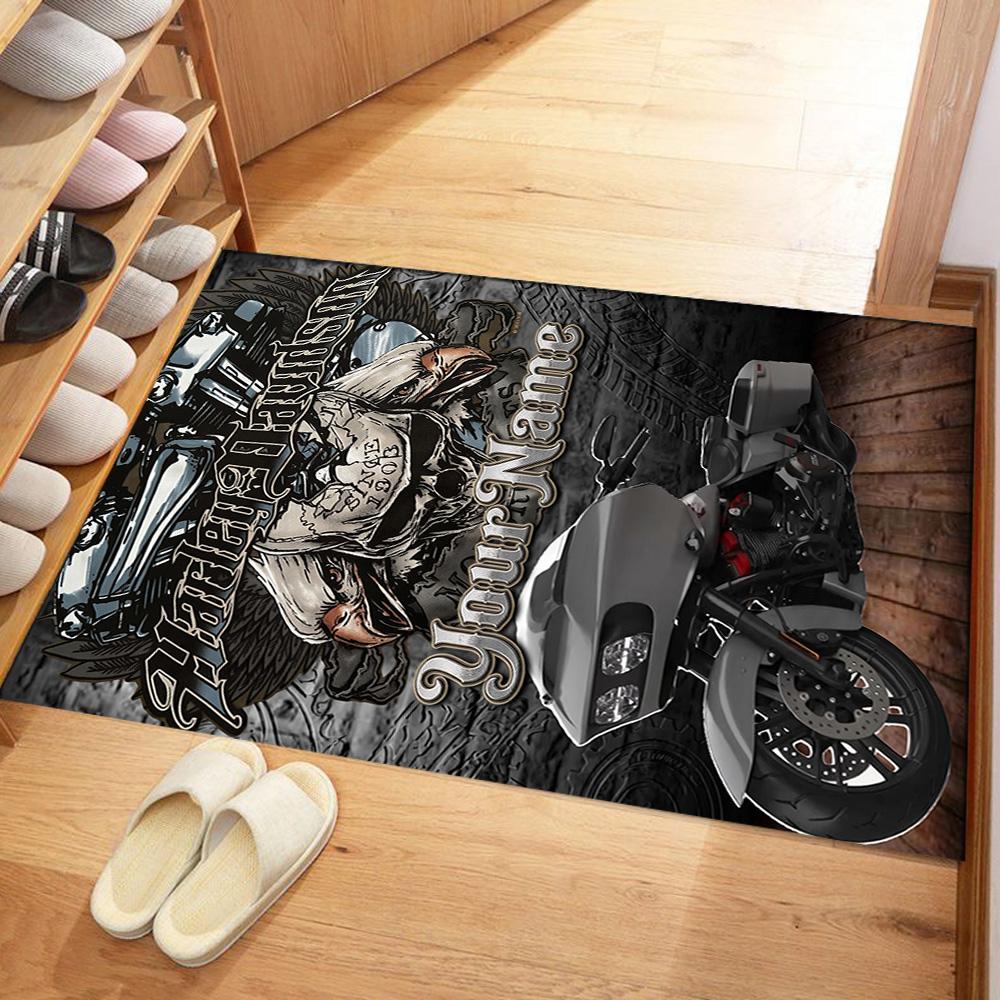 Harley-davidson Motorcycles Personalized Name Area Rug Design for Hallway Decorate room Kitchen Living Rooms Anti-slip Rug Anime Office Decor