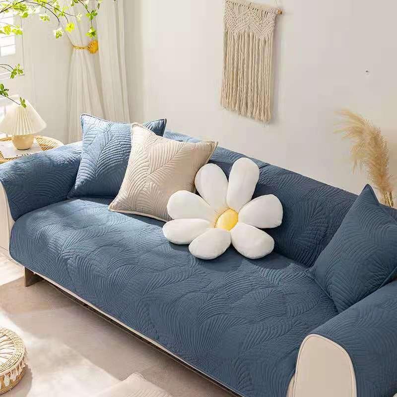 Four Seasons Universal Sofa Cushion Pure Cotton Fabric Cushion Cotton Nordic Simple Modern Non-Slip Solid Wood Sofa Cover Slipcover